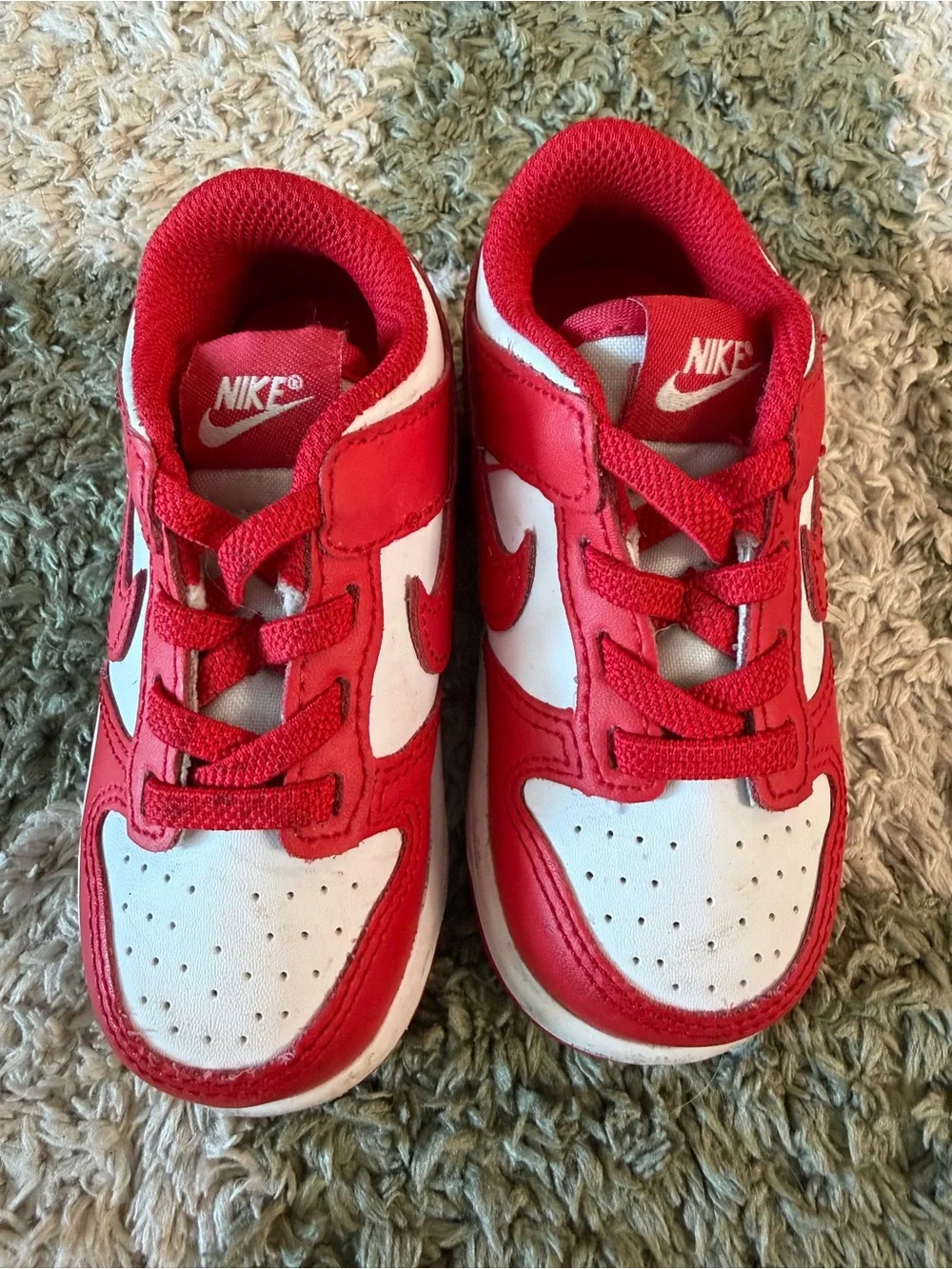 Nike Red and White Kids' Low-Top Sneakers